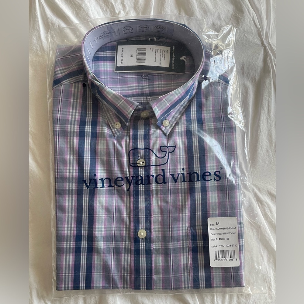 Vineyard Vines Men’s Classic Performance Cotton Shirt, Summer Evening plaid